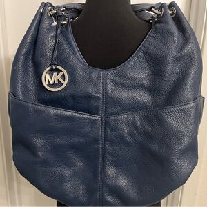 Michael Kors Navy Blue Leather Shoulder Bag